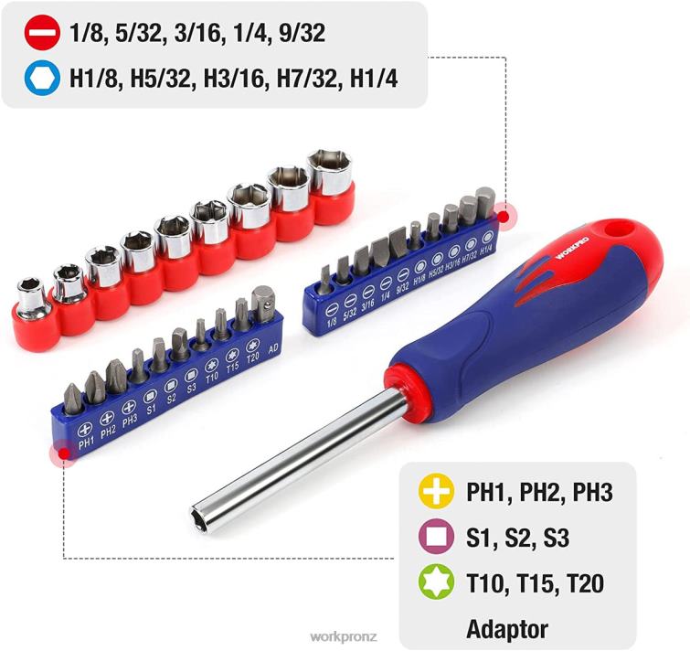 100 Pcs Kitchen Drawer Household Hand Tool Set with Easy Carrying Pouch 8884L304 Helpful WORKPRO Tool