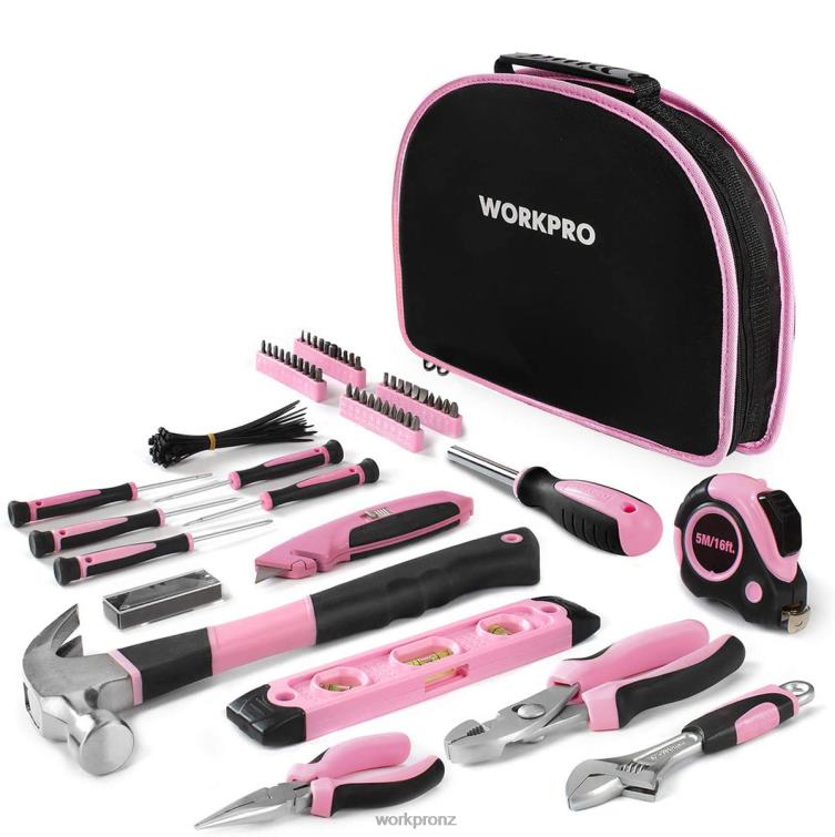 103 Pcs Tool Kit with Easy Carrying Round Pouch Perfect for DIY Home Maintenance 8884L248 Pink WORKPRO Tool