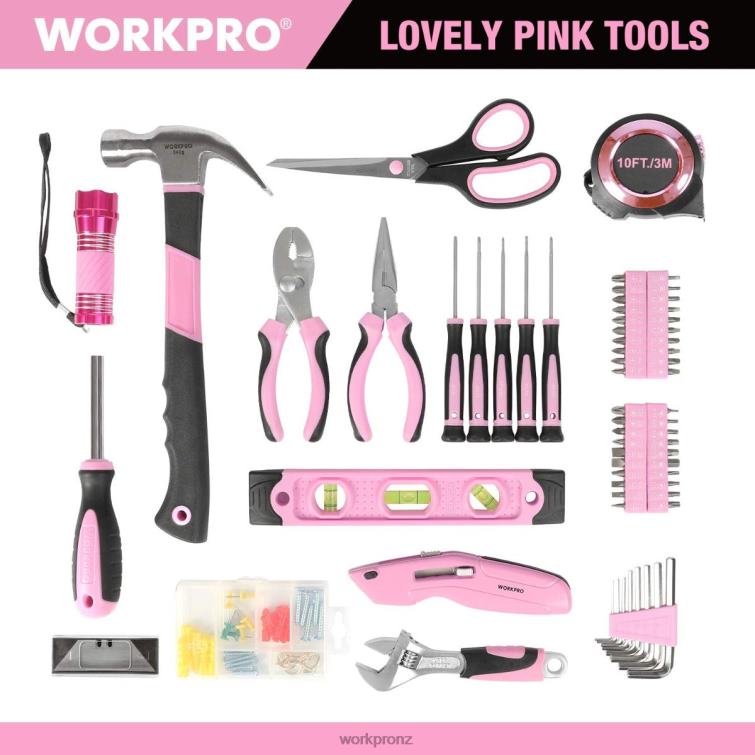 106 Pcs Lady's Home Repairing Tool Set with Wide Mouth Open Storage Bag 8884L245 Helpful WORKPRO Tool