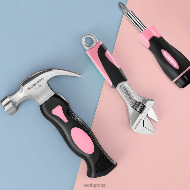 10 Pcs Household Tools Kit for Women with Screwdriver Bits Holder Set 8884L243 Pink WORKPRO Tool