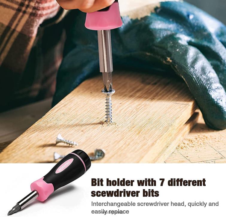 10 Pcs Household Tools Kit for Women with Screwdriver Bits Holder Set 8884L243 Pink WORKPRO Tool
