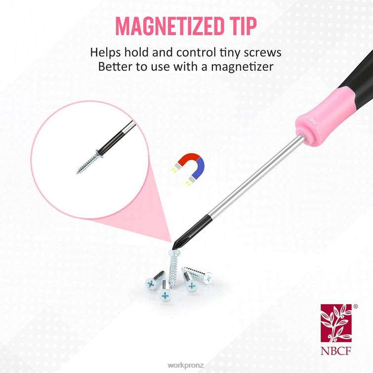 10 Pcs Precision Screwdriver Set with Pouch, Phillips, Slotted, Torx Star, Magnetic Tip Small Screwdriver Repair Kit 8884L255 Pink WORKPRO Tool