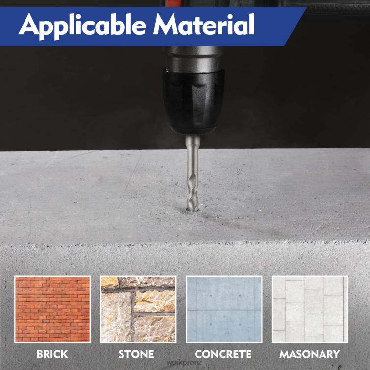 17 Pcs SDS-Plus Rotary Hammer Drill Bits and Chisel Set 8884L199 Helpful WORKPRO Tool