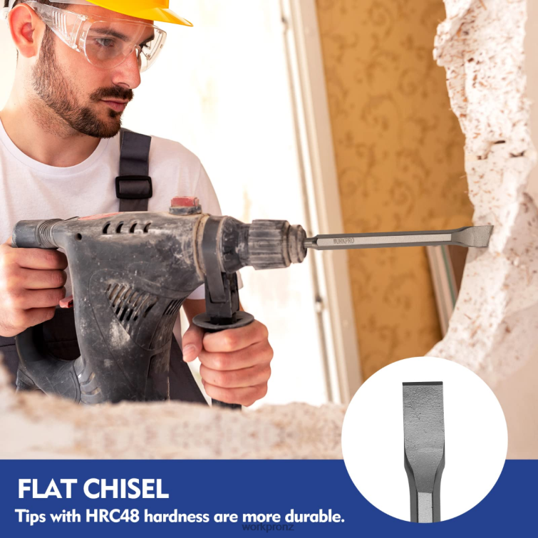 17 Pcs SDS-Plus Rotary Hammer Drill Bits and Chisel Set 8884L199 Helpful WORKPRO Tool