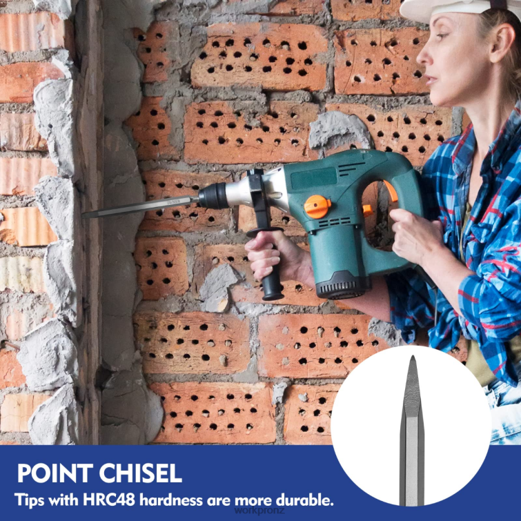 17 Pcs SDS-Plus Rotary Hammer Drill Bits and Chisel Set 8884L199 Helpful WORKPRO Tool