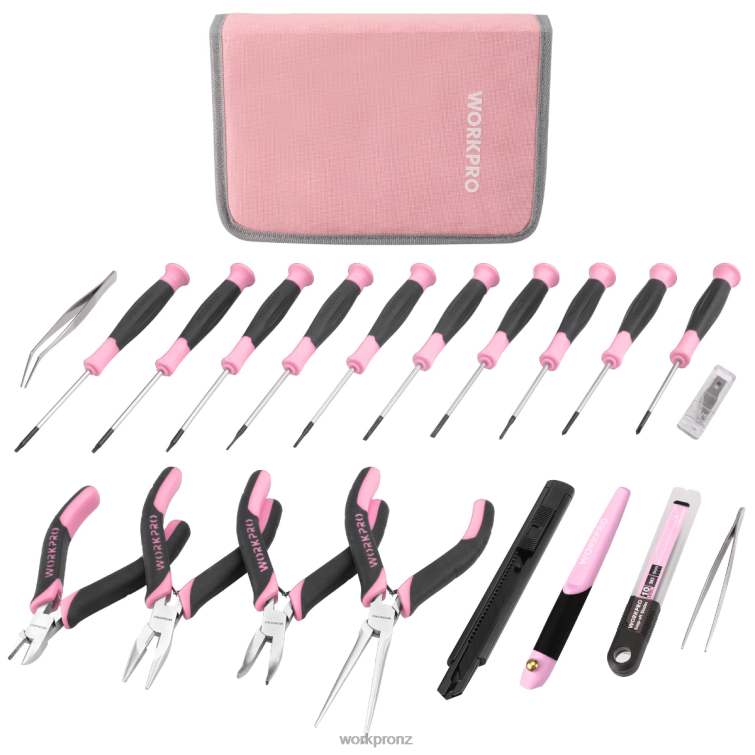 33 Pcs Precision Repair Tool Set Includes Pliers Set 8884L257 Pink/Blue WORKPRO Tool