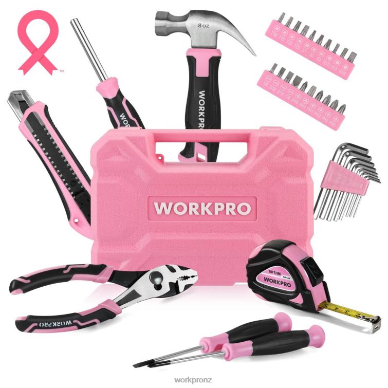 35 Pcs Household Tools Set with Storage Toolbox 8884L246 Pink/Blue WORKPRO Tool
