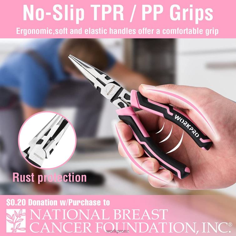 4 Pcs Pliers Set 8884L251 Pink WORKPRO Tool