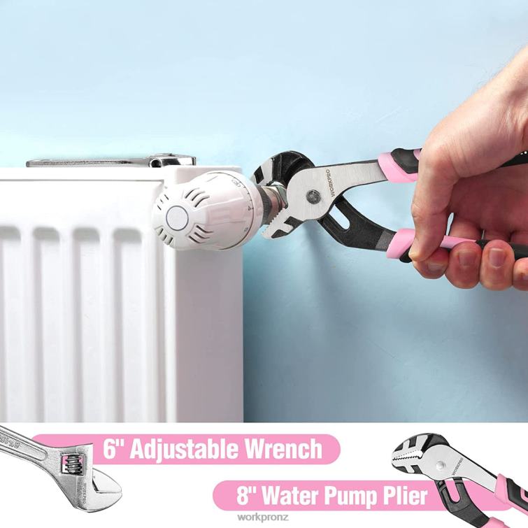 52 Pcs Tool Set, Home Women's Tool Set with Storage Tool Box, Basic Tool Set - Ribbon 8884L249 Pink WORKPRO Tool