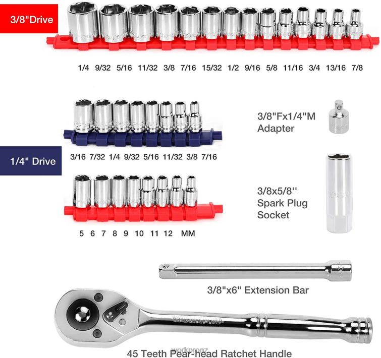 87 PcsMechanics Tool Set, Hand Tools Kit with Storage Tool Box 8884L305 Morden WORKPRO Tool