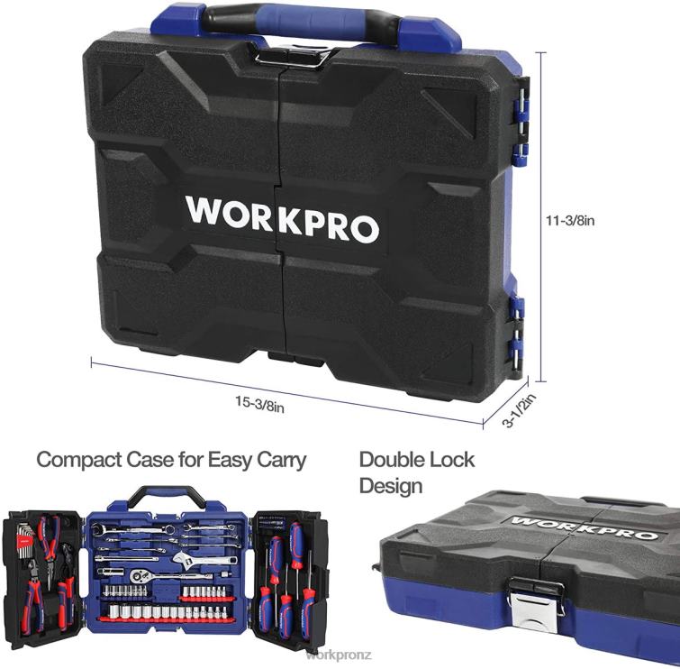 87 PcsMechanics Tool Set, Hand Tools Kit with Storage Tool Box 8884L305 Morden WORKPRO Tool