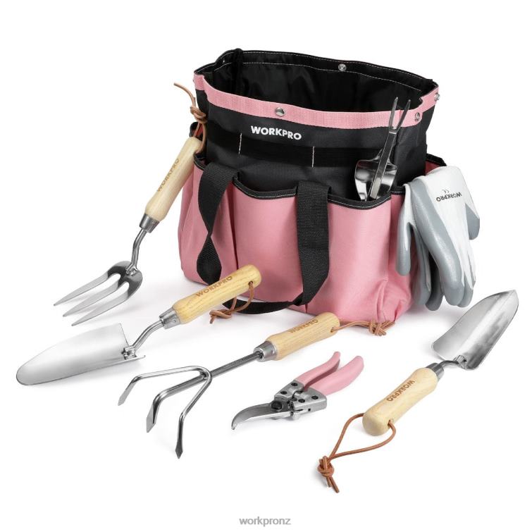 Garden Tools 7 Pcs Set, Stainless Steel Heavy Duty Gardening Tools 8884L252 Pink WORKPRO Tool