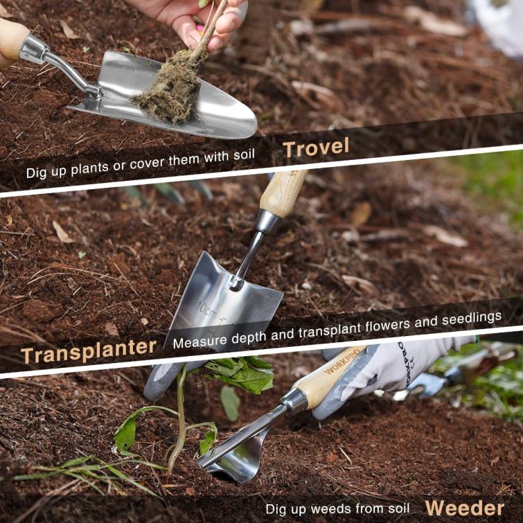 Garden Tools 7 Pcs Set, Stainless Steel Heavy Duty Gardening Tools 8884L252 Pink WORKPRO Tool