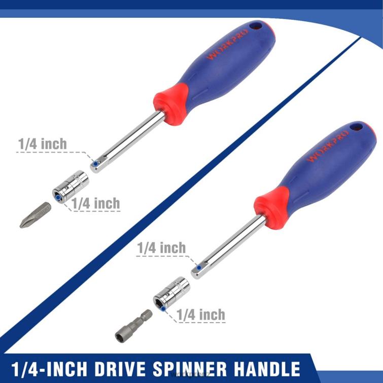 Socket Set, 70 Pcs Drive Socket Set with Quick-Release Ratchet, Metric and SAE 8884L308 Morden WORKPRO Tool