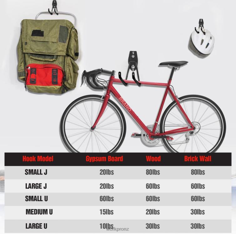 12 Pcs Garage Hook Set, Heavy Duty Steel Garage Hangers, Utility Wall Mount Hooks, Tool Hangers for Bikes, Garden Tools, Ladders and Bulky Items 8884L133 Useful WORKPRO Tool