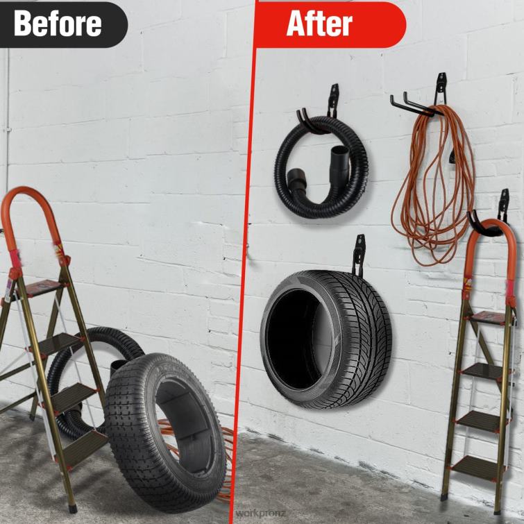 12 Pcs Garage Hook Set, Heavy Duty Steel Garage Hangers, Utility Wall Mount Hooks, Tool Hangers for Bikes, Garden Tools, Ladders and Bulky Items 8884L133 Useful WORKPRO Tool