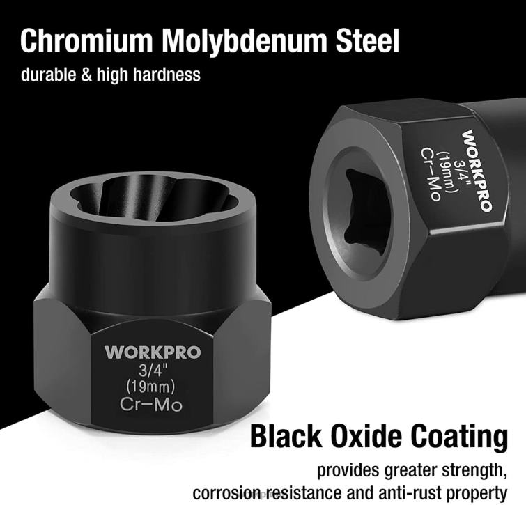 15 Pcs Impact Bolt & Nut Remover Set 8884L128 Useful WORKPRO Tool