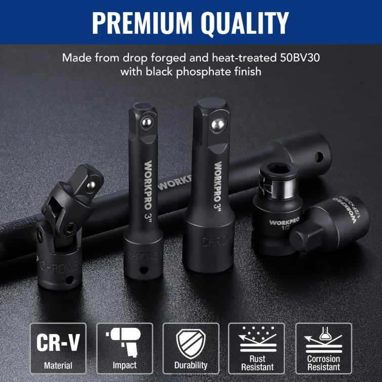 18 Pcs Drive Tool Accessory Set 8884L137 Morden WORKPRO Tool