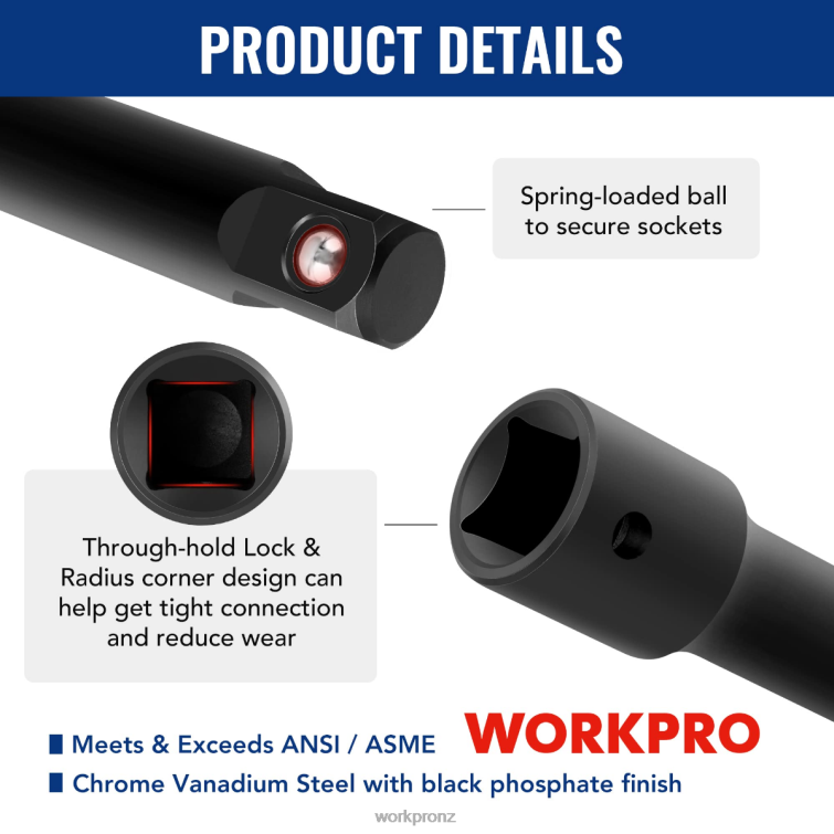 18 Pcs Drive Tool Accessory Set 8884L137 Morden WORKPRO Tool