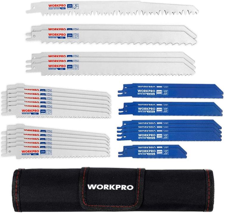 32 Pcs Reciprocating Saw Blade Set with Organizer Pouch 8884L138 Useful WORKPRO Tool