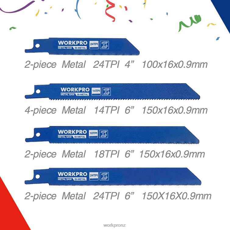 32 Pcs Reciprocating Saw Blade Set with Organizer Pouch 8884L138 Useful WORKPRO Tool