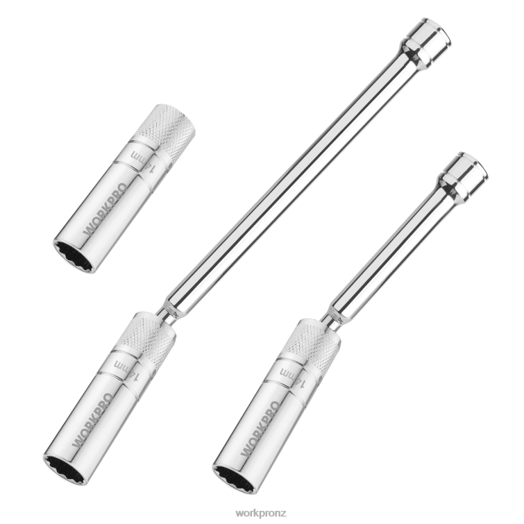 3 Pcs-14mm Thin Wall Socket with 6- and 10-inch ExtensionsMagnetic Swivel Spark Plug Socket Set 8884L143 Helpful WORKPRO Tool