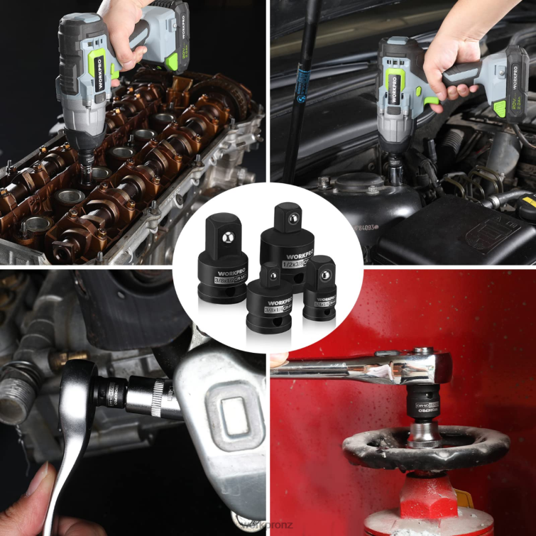 4 Piece-Impact Driver Socket Adapter and Reducer Set, Wrench Conversion Kit 8884L94 Helpful WORKPRO Tool