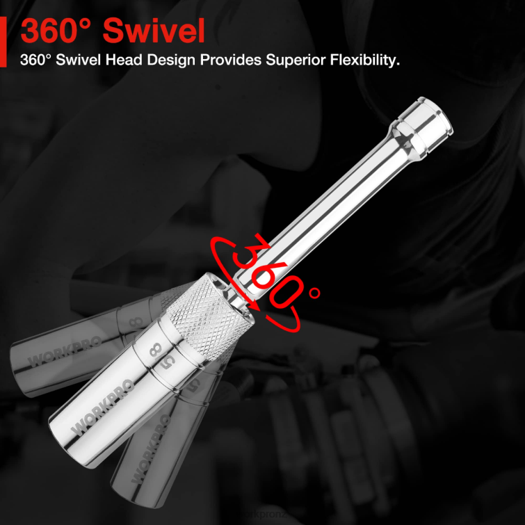 6 Pcs-9/16-inch, 5/8-inch, 13/16-inch, 14MM Thin Wall Sockets with 4, 6, 11-inch Extensions Magnetic Swivel Spark Plug Socket Set 8884L139 New WORKPRO Tool