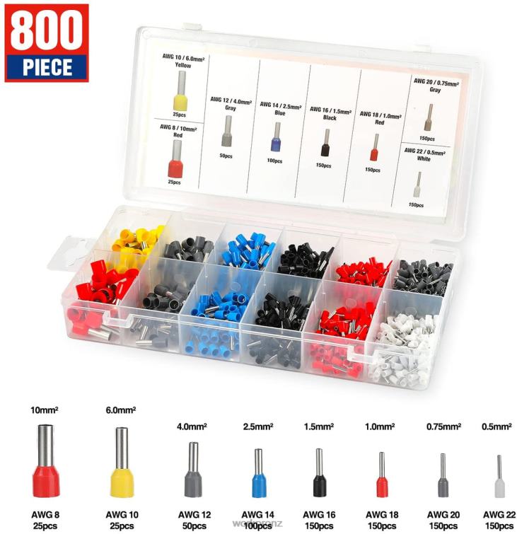 Ferrule Crimping Tool Kit, AWG 28-7 Self-adjustable Ratchet Wire Crimping Tool 8884L161 Morden WORKPRO Tool