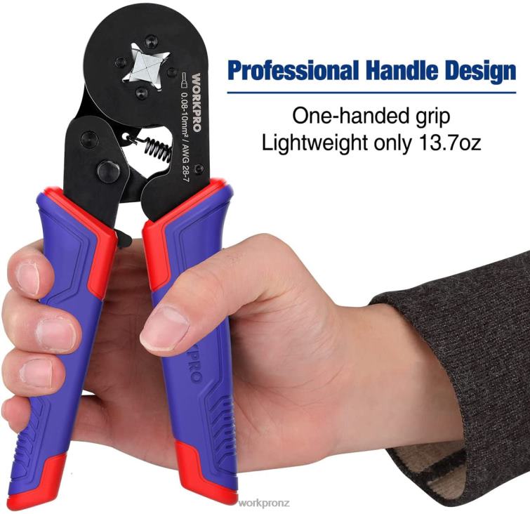 Ferrule Crimping Tool Kit, AWG 28-7 Self-adjustable Ratchet Wire Crimping Tool 8884L161 Morden WORKPRO Tool