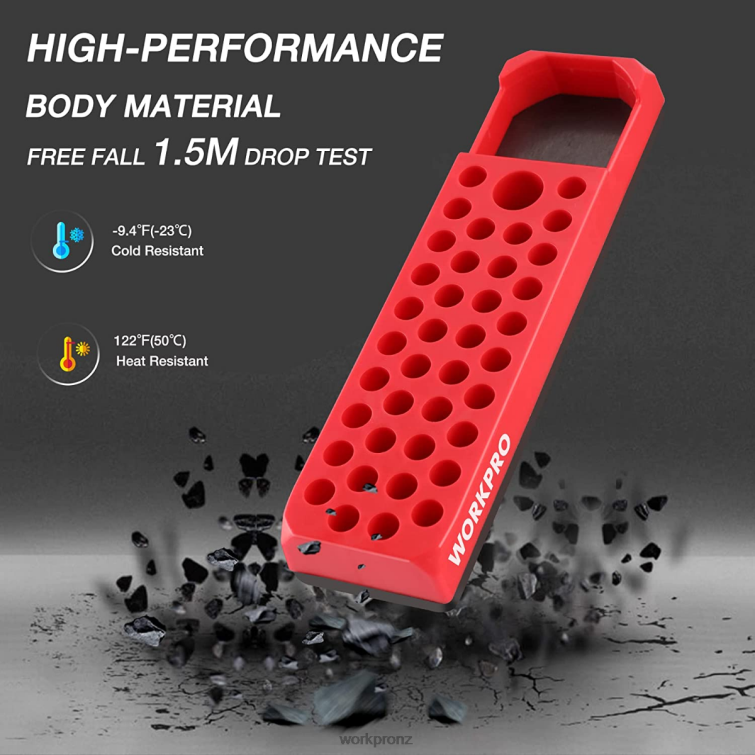 Magnetic Hex 39 Hole Screwdriver Drill Bit Organizer for 1/4 Inch Hex Bit & Drive Bit Adapter 8884L132 Red/Blue WORKPRO Tool