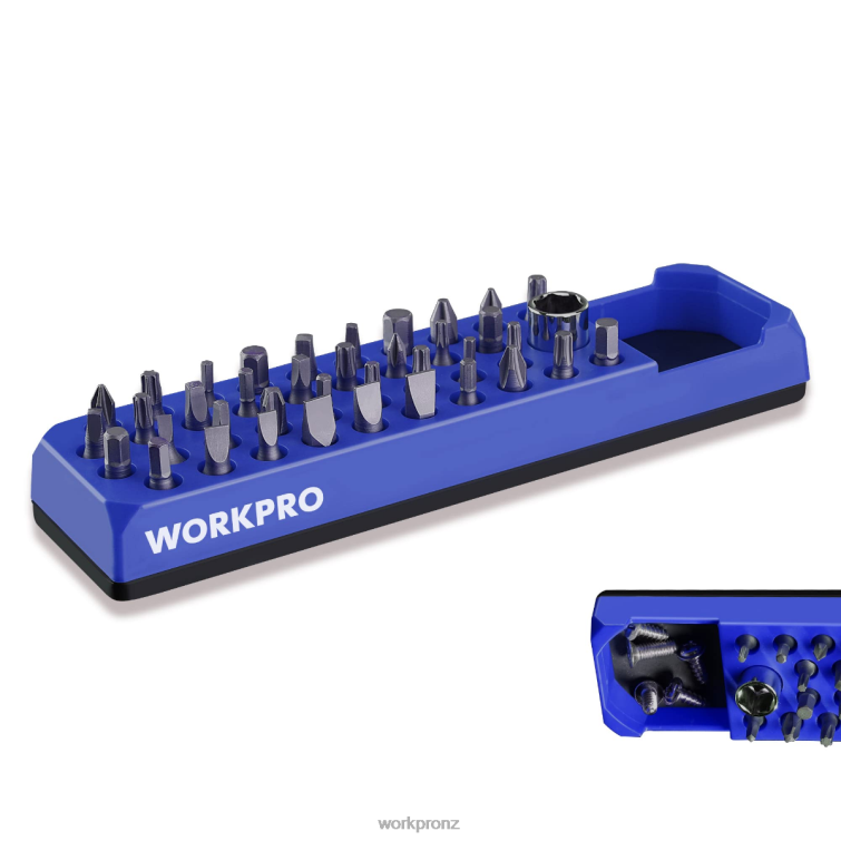 Magnetic Hex 39 Hole Screwdriver Drill Bit Organizer for 1/4 Inch Hex Bit & Drive Bit Adapter 8884L132 Red/Blue WORKPRO Tool