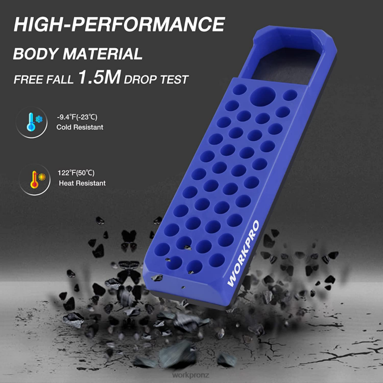 Magnetic Hex 39 Hole Screwdriver Drill Bit Organizer for 1/4 Inch Hex Bit & Drive Bit Adapter 8884L132 Red/Blue WORKPRO Tool