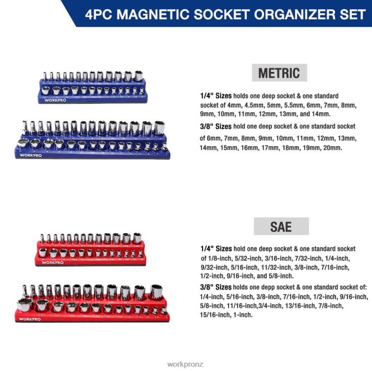 Magnetic Receptacle Organizer Set of 4 8884L134 Morden WORKPRO Tool