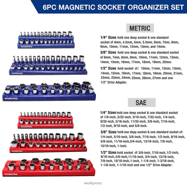 Magnetic Receptacle Organizer Set of 6 8884L126 Morden WORKPRO Tool