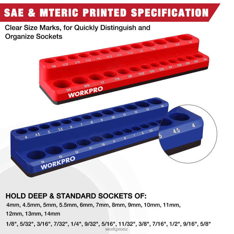 Magnetic Socket Organizer Set 8884L131 New WORKPRO Tool