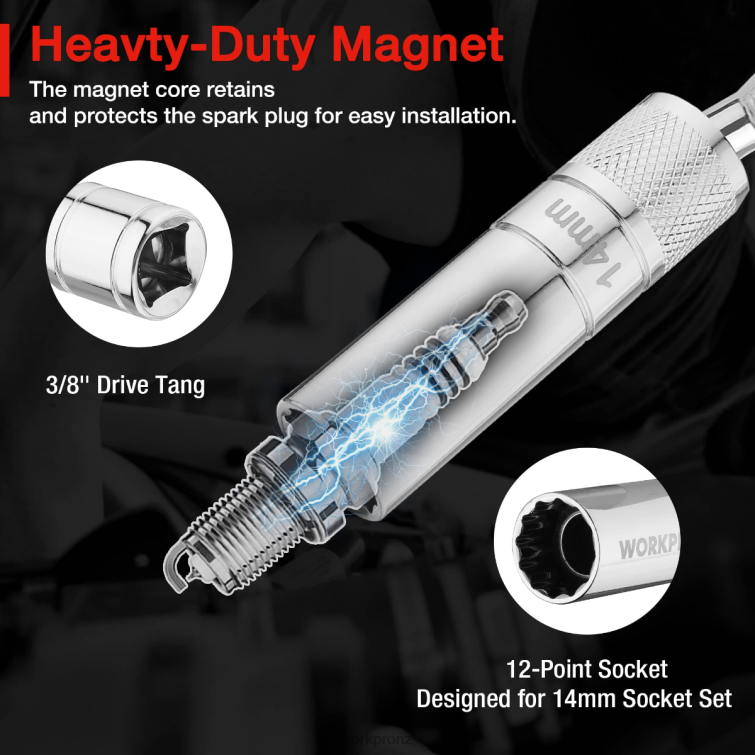 Magnetic Swivel Spark Plug With Thin Wall Socket 8884L144 Morden WORKPRO Tool