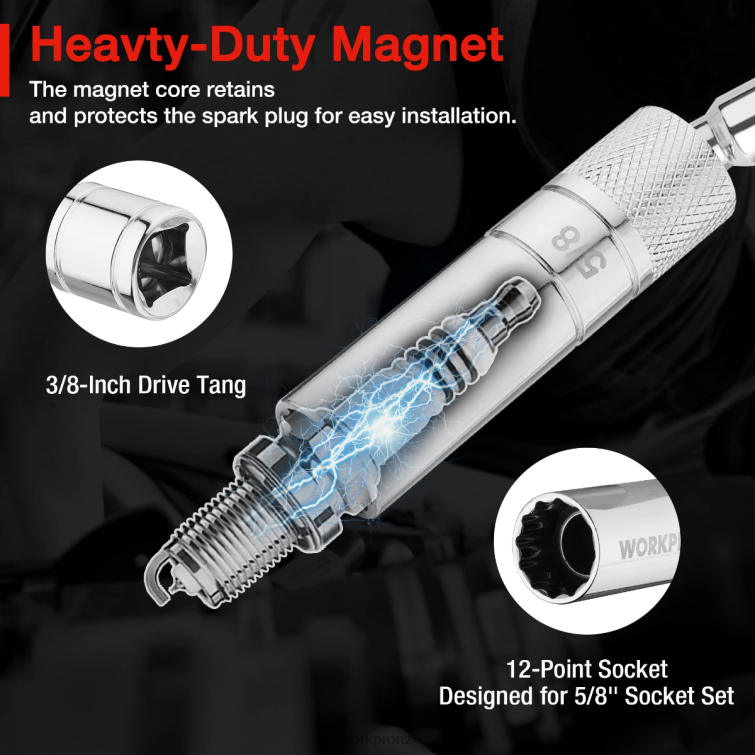 Magnetic Swivel Spark Plug With Thin Wall Socket 8884L146 Morden WORKPRO Tool