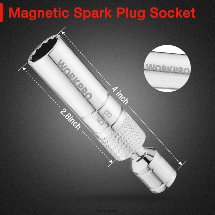 Magnetic Swivel Spark Plug With Thin Wall Socket 8884L147 Helpful WORKPRO Tool