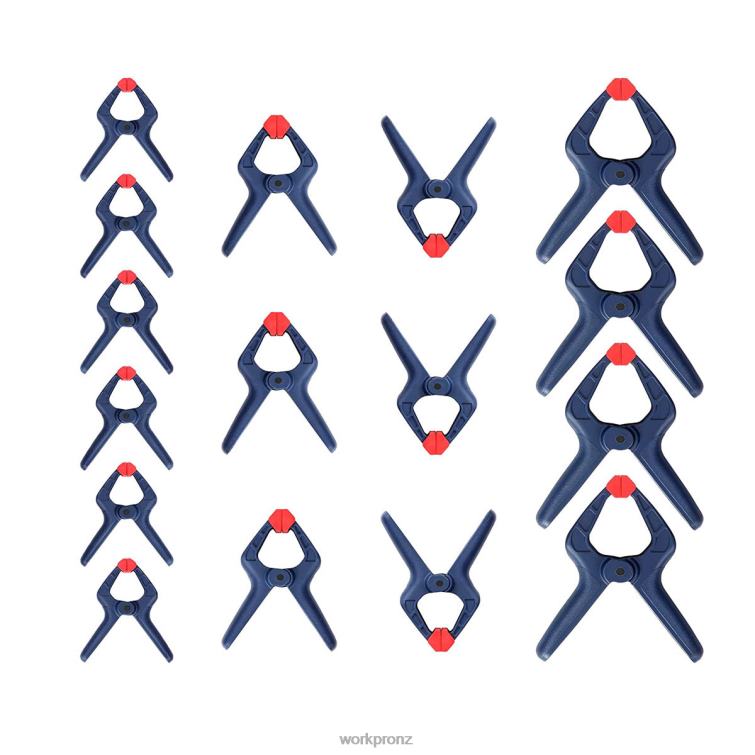 16 Pcs Nylon Spring Clamp Set for Woodworking Photography Studios and DIY Works 8884L119 Blue WORKPRO Tool