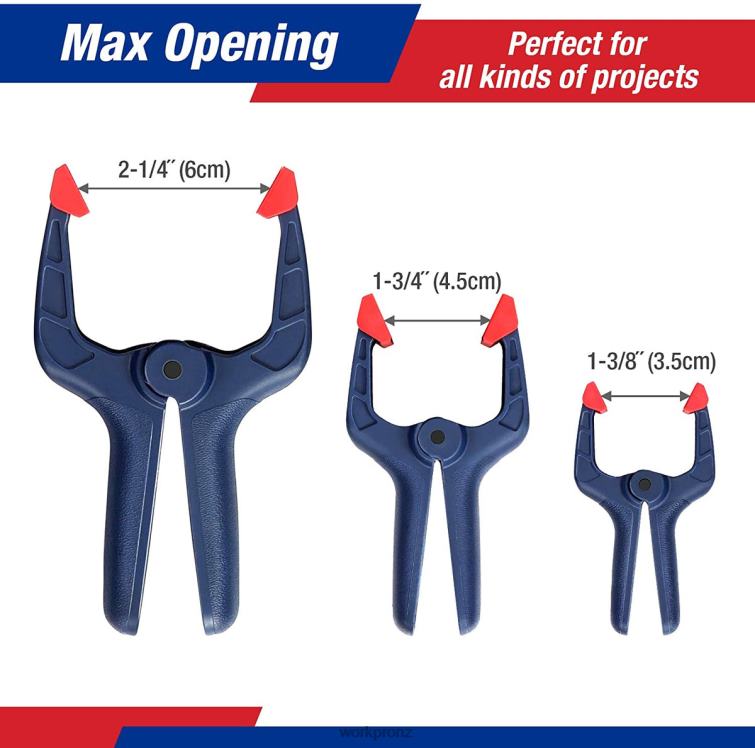 16 Pcs Nylon Spring Clamp Set for Woodworking Photography Studios and DIY Works 8884L119 Blue WORKPRO Tool