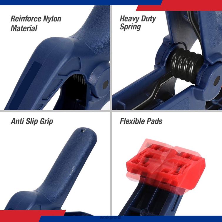 16 Pcs Nylon Spring Clamp Set for Woodworking Photography Studios and DIY Works 8884L119 Blue WORKPRO Tool
