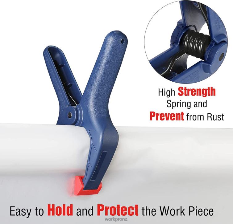 16 Pcs Nylon Spring Clamp Set for Woodworking Photography Studios and DIY Works 8884L119 Blue WORKPRO Tool