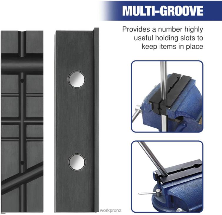 2-Pair Vise Jaw Pads, Magnetic Vise Jaw Covers Protectors, Multi-Groove Jaw Pads, and Aluminum Pads Set 8884L117 Morden WORKPRO Tool
