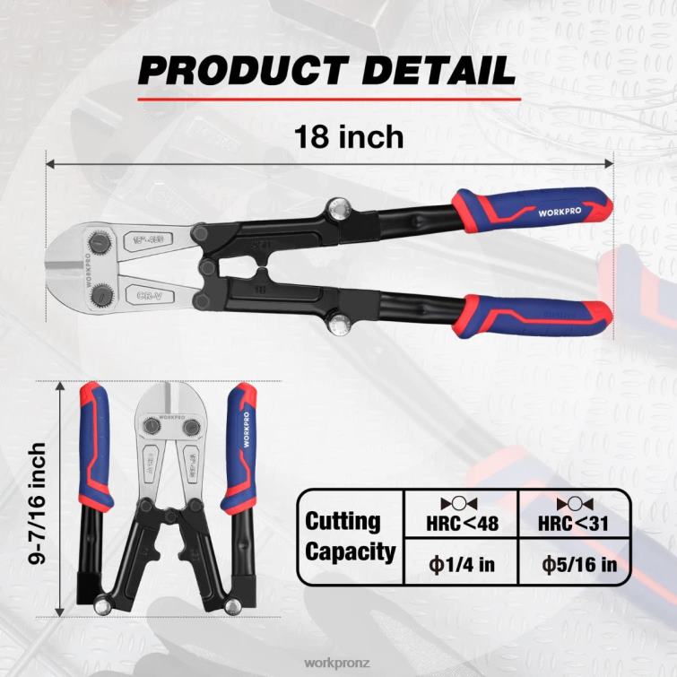 14/18 Inch Bolt Cutter, Tri-Material Handle with Comfort Grip 8884L156 New WORKPRO Tool