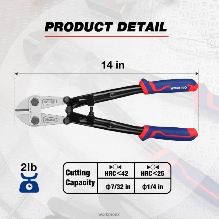 14/18 Inch Bolt Cutter, Tri-Material Handle with Comfort Grip 8884L156 New WORKPRO Tool