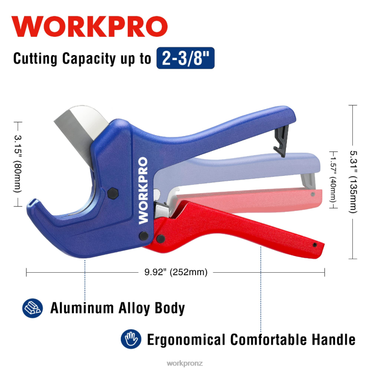 Ratchet PVC Pipe Cutter Tool 8884L155 Useful WORKPRO Tool