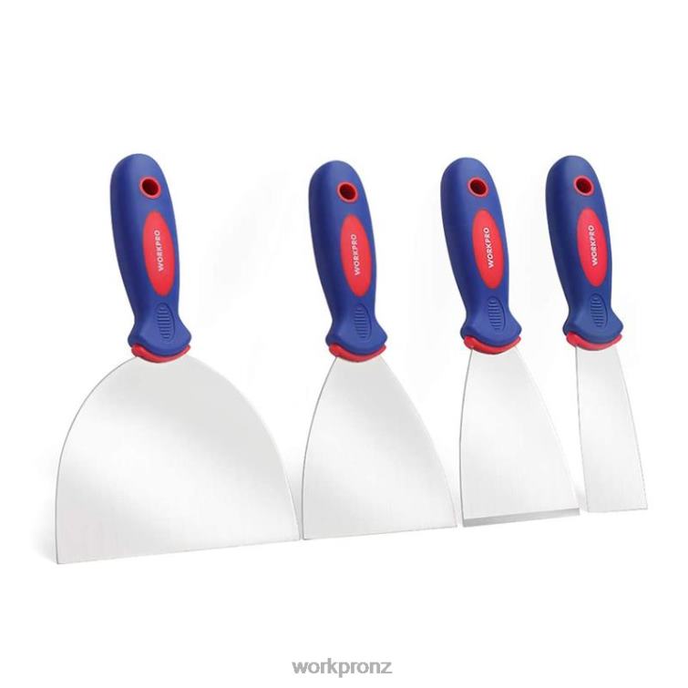 4 Pcs Stainless Steel Made Putty Knife Set 8884L149 New WORKPRO Tool