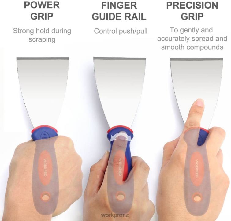 4 Pcs Stainless Steel Made Putty Knife Set 8884L149 New WORKPRO Tool