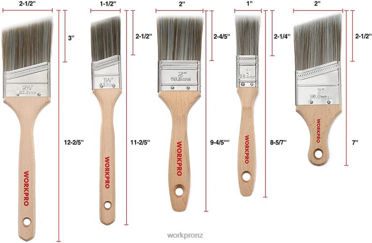 Paint Brushes Set, 5 Pcs Professional Flat and Angle Sash Paint Brush with Wood Handle 8884L151 Morden WORKPRO Tool